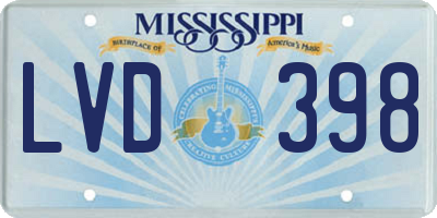 MS license plate LVD398