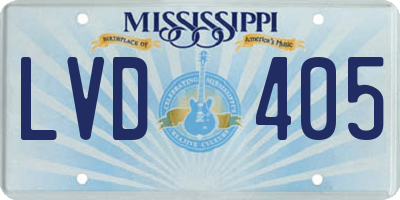 MS license plate LVD405