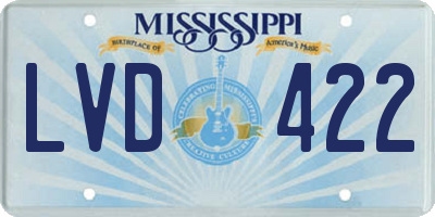 MS license plate LVD422