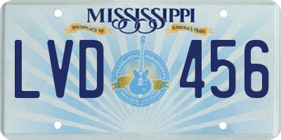 MS license plate LVD456