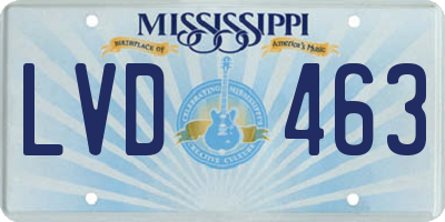 MS license plate LVD463