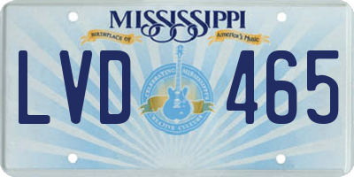 MS license plate LVD465