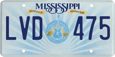 MS license plate LVD475