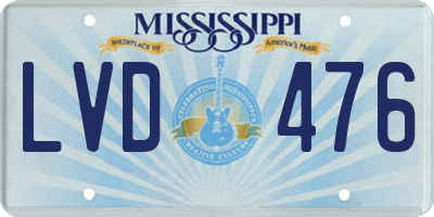 MS license plate LVD476