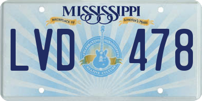 MS license plate LVD478