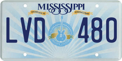 MS license plate LVD480