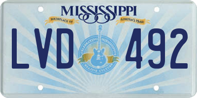 MS license plate LVD492