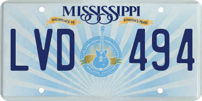 MS license plate LVD494