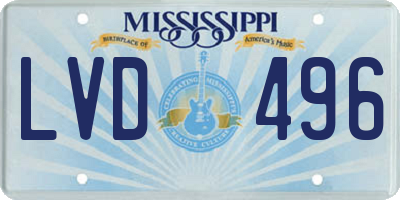 MS license plate LVD496
