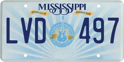 MS license plate LVD497
