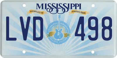 MS license plate LVD498