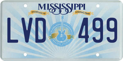 MS license plate LVD499