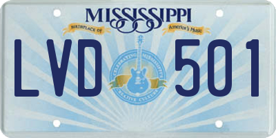 MS license plate LVD501