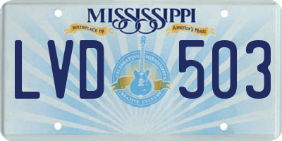 MS license plate LVD503