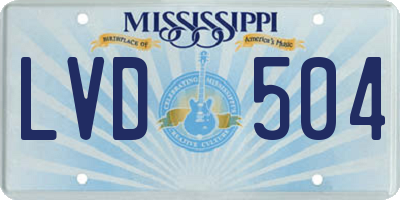 MS license plate LVD504