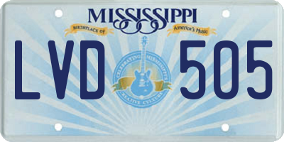 MS license plate LVD505