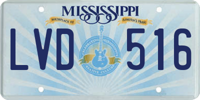 MS license plate LVD516