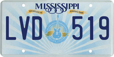MS license plate LVD519