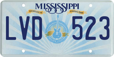 MS license plate LVD523