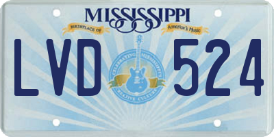 MS license plate LVD524