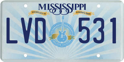 MS license plate LVD531