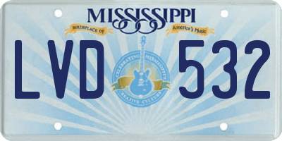 MS license plate LVD532