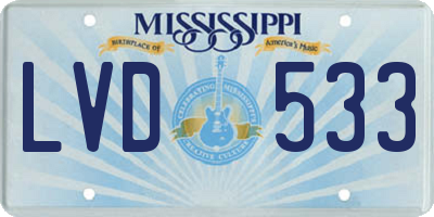 MS license plate LVD533