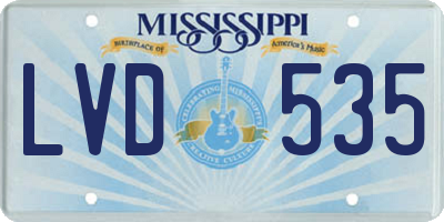 MS license plate LVD535