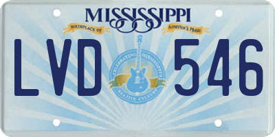 MS license plate LVD546