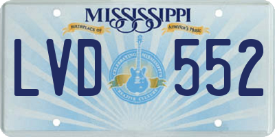 MS license plate LVD552