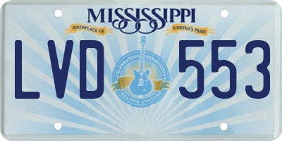 MS license plate LVD553