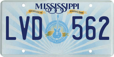 MS license plate LVD562
