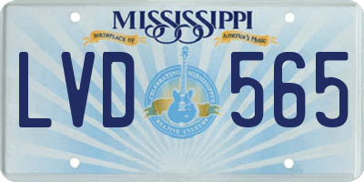 MS license plate LVD565