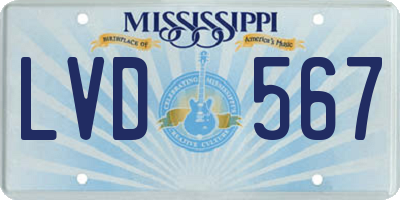 MS license plate LVD567