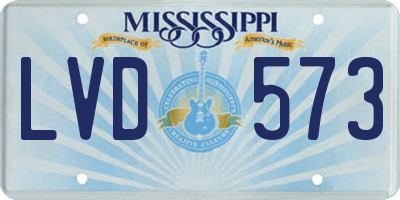 MS license plate LVD573