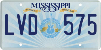MS license plate LVD575