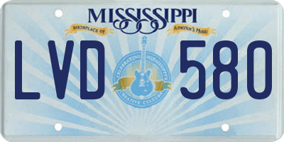 MS license plate LVD580