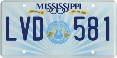 MS license plate LVD581