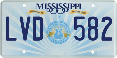 MS license plate LVD582