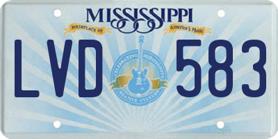 MS license plate LVD583