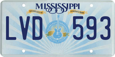MS license plate LVD593