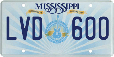 MS license plate LVD600
