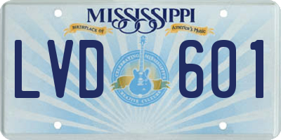 MS license plate LVD601