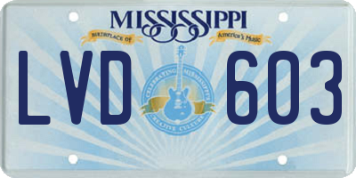 MS license plate LVD603