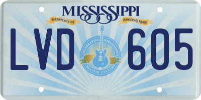 MS license plate LVD605