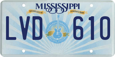 MS license plate LVD610