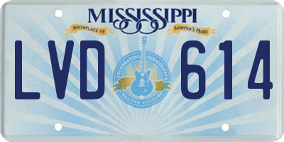 MS license plate LVD614