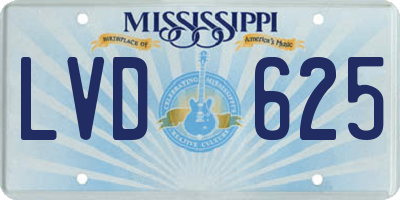 MS license plate LVD625