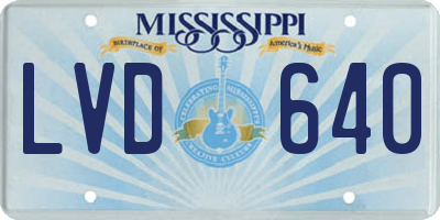 MS license plate LVD640