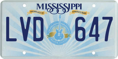 MS license plate LVD647